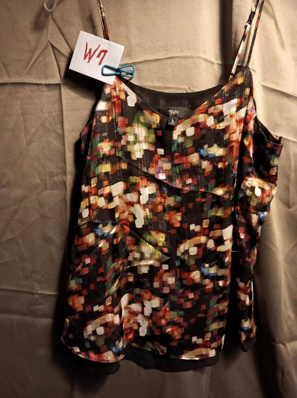 Multicolor Abstract Print Black Cami with Slim Straps